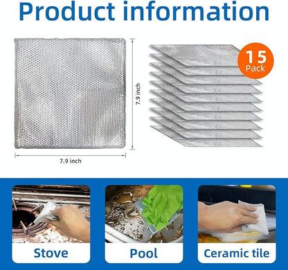 EytGva15 PCS Non Scratch Steel Scrubbers Wire Dishwashing Rags Metal Dish Cloth,Alternative to Steel Wool Scrubbers, Multifunctional Kitchen Cleaning Cloths for Pots,Pans,Dishs,Flatwarel