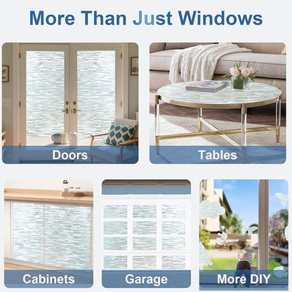 Frosted Glass Window Privacy Film Decorative, Bathroom Window Privacy Film for Glass Windows Cover, Static Cling, Removable, Reusable, Anti-UV, Anti-Glare, Heat Blocking, 23.6 Inch by 78.7 Inch