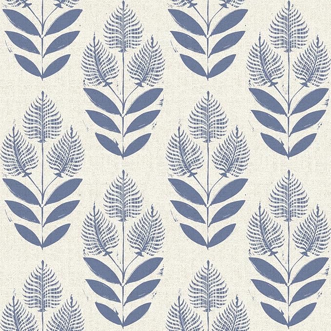 Naphite Tulip Floral Peel and Stick Wallpaper Vintage Leaf Boho Contact Paper for Cabinets Neutral Self Adhesive Wallpaper for Bedroom Bathroom Waterproof Farmhouse Wall Decor Navy 17.3inW590inL