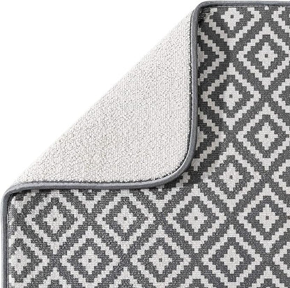 SUBEKYU Microfiber Dish Drying Mat for Kitchen Counter, Absorbent Dishes Drainer/Rack Pad for Countertop, 19.2 by 15.8 Inches (Rhombus), Grey, 1 Pack