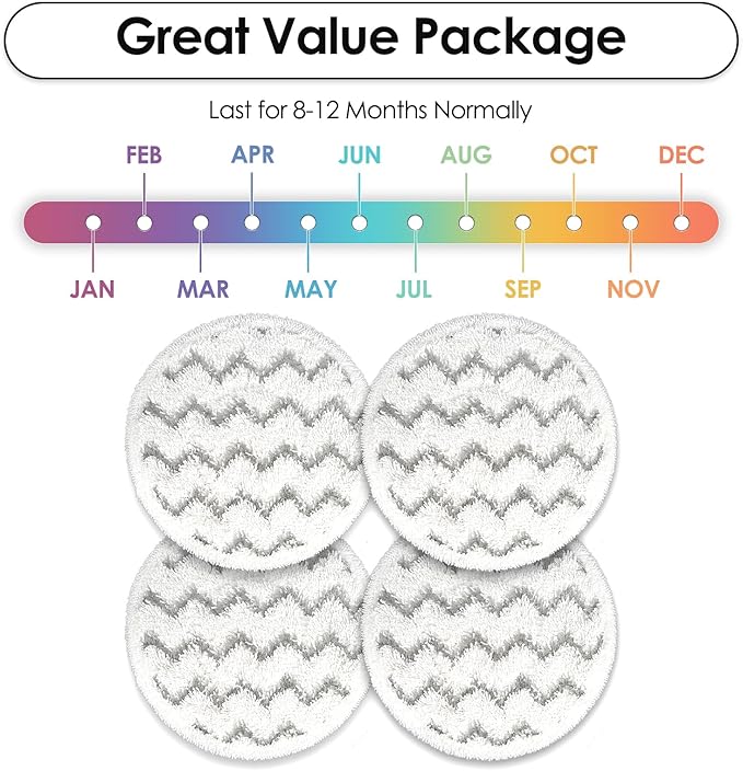 (4 Pack) 3897A Replacement Mop Pads for Bissell SpinWave SmartSteam Scrubbing Steam Mop 3897A 3712C 3712W, Spinning Scrubbing Mop Pads, Heavy Duty Scrubby Mop Pad, Wave Pattern Pads