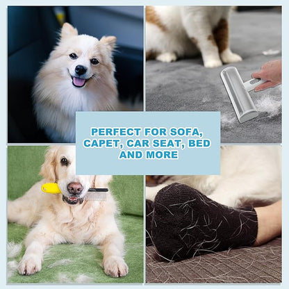 Pet Hair Removal Tool, Lint Roller for Pet Hair, Carpet Rake, Pet Hair Remover Roller for Furniture Couch Bed Car Seat, Light Gray