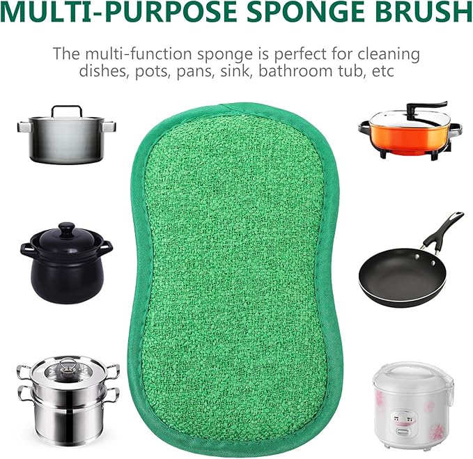 Beaupretty 5-Pack Multi-Function Kitchen Scrub Sponges 6.29 X 3.74 X 0.39 Inch Non-Scratch Dishwashing Sponges for Pots Pans Sink Bathroom Household Cleaning