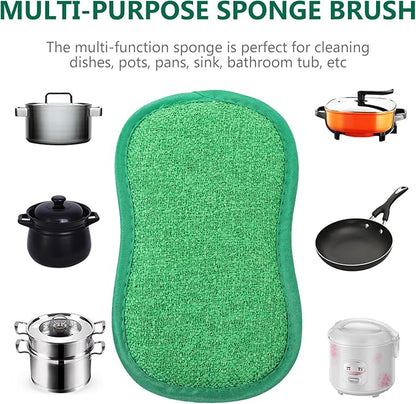 Beaupretty 5-Pack Multi-Function Kitchen Scrub Sponges 6.29 X 3.74 X 0.39 Inch Non-Scratch Dishwashing Sponges for Pots Pans Sink Bathroom Household Cleaning