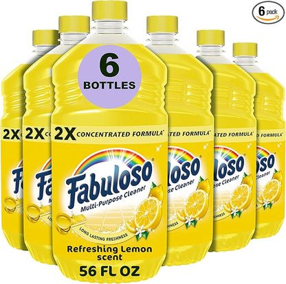 Fabuloso Multi-Purpose Cleaner 2X Concentrated, Refreshing Lemon- 56 fl oz(Pack of 6)