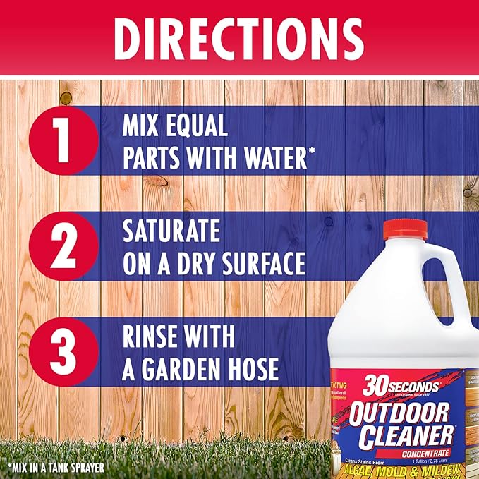 30 SECONDS Outdoor Mold & Mildew Cleaner & Stain Remover Concentrate | 128 fl. oz. | 2 Pack