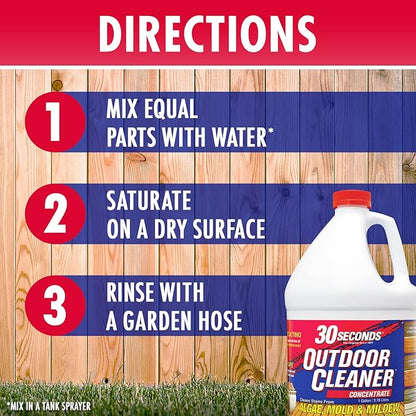 30 SECONDS Outdoor Mold & Mildew Stain Remover | Concentrate | 128 fl. oz. & Outdoor Cleaner 1 Gallon Pump Sprayer Bundle