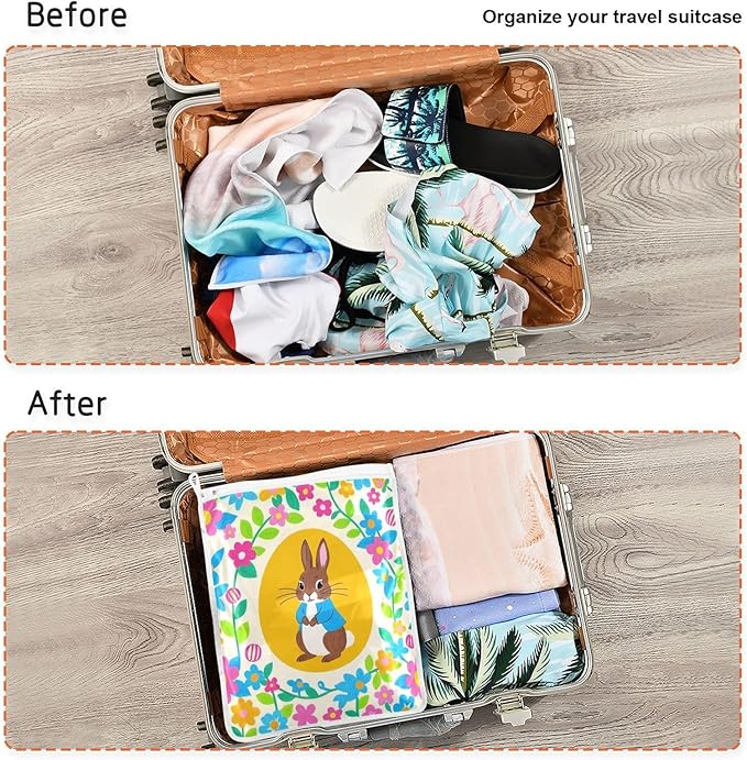 Mesh Laundry Bags Lingerie Bags for Washing Delicates 2 PCS Durable Wash Bag with Zipper Small and Medium Washable Bright Colorful Easter Eggs