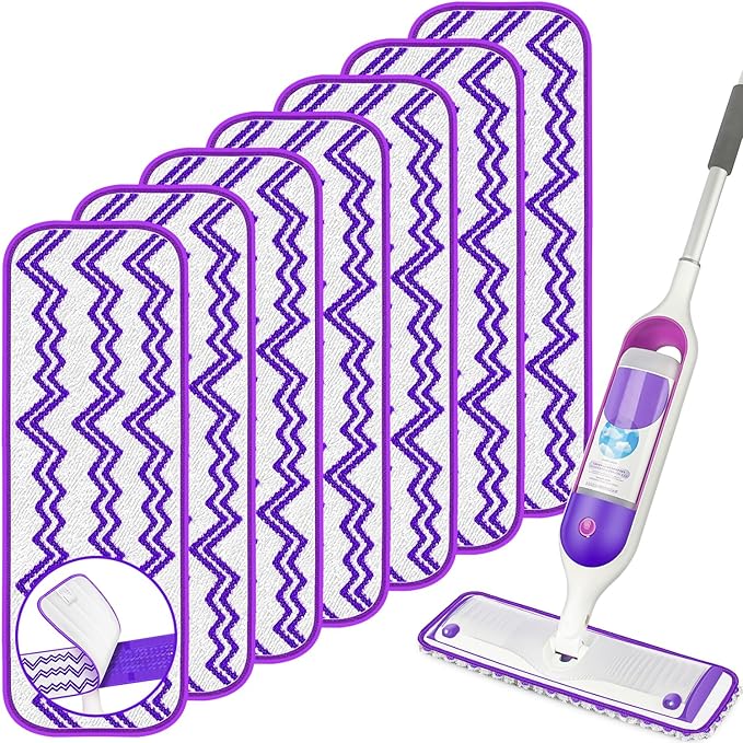 Reusable Mop Refills Pads for Swiffer PowerMop - 7 Pack Microfiber Wet Pads 15" Washable Mopping Cloths for Multi-Surface & All Types of Floors, White