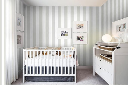 Guvana 17.7"×394" Grey and White Peel and Stick Wallpaper Striped Contact Paper Modern Self-Adhesive Wallpaper Gray Striped Removable Wall Paper for Bathroom Drawer Liner Decor
