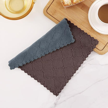 Homaxy 12 Pack Kitchen Cloths Dish Towels (10" x 10", Dark Grey & Brown), Super Soft and Absorbent Dish Cloths, Coral Velvet Microfiber Cleaning Cloth, Nonstick Oil Fast Dry Dishcloths