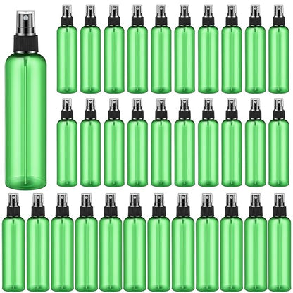 Eccliy 32 Pcs 8 oz Spray Bottles Fine Mist Cleaning Bottles Clear Empty Plastic Travel Sprayer Refillable Sprayer with Cap for Cleaning Solutions Oils Travel Perfumes(Green,Clear)