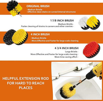 Drill Brush Attachments 20 PCS Scrub Pads & Sponge Power Scrubber Brush with Extend Long Rod All Purpose for Grout, Bathroom Surface, Sinks, Corner, Car Detailing, Carpet, Floor, Laundry Room Cleaning