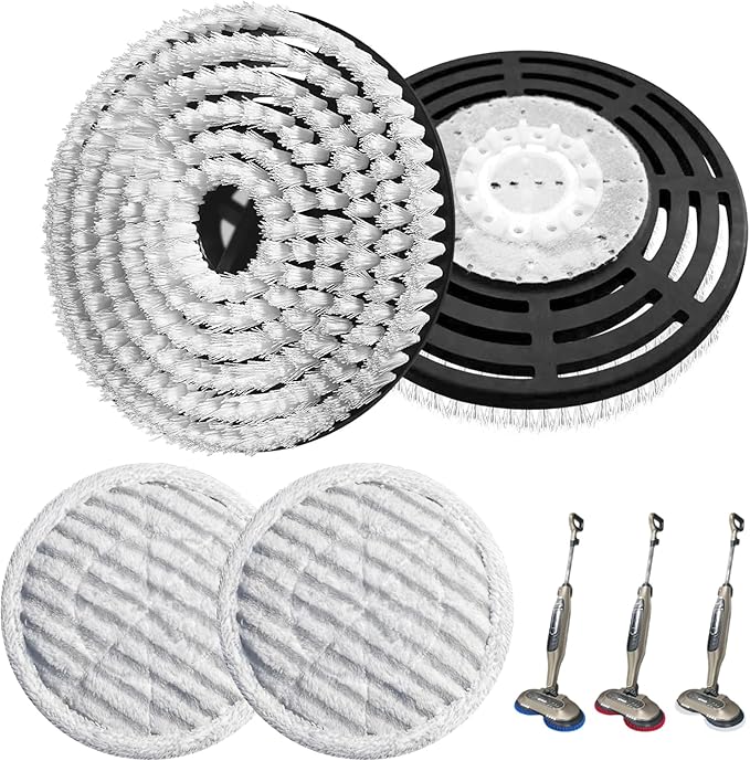 4 Pack S7001 Upgraded Steam Mop Replacement Brush Pads, Compatible with Shark S8201/S8001/S7201/S7000 Series Steam and Scrub Mop, Nylon Bristle for Polishing Hard Floors (2 White, 2 Gray)