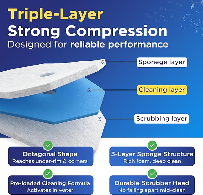 50 Count Upgraded Toilet Wand Refills Compatible with Clorox Toilet Wand – Fresh Fragrance, 5X Cleaning Power, Disposable Brush Replacement Pads with Durable Scrubber Heads