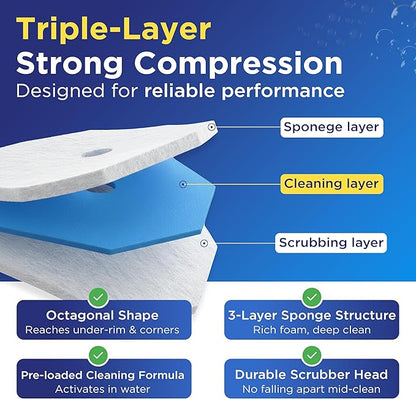 50 Count Upgraded Toilet Wand Refills Compatible with Clorox Toilet Wand – Fresh Fragrance, 5X Cleaning Power, Disposable Brush Replacement Pads with Durable Scrubber Heads