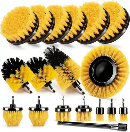 18Pack Drill Brush Power Scrubber Cleaning Brush Extended Long Attachment Set All Purpose Drill Scrub Brushes Kit for Bathroom, Car Detailing, Carpet, Tile Grout, Sinks, Corners