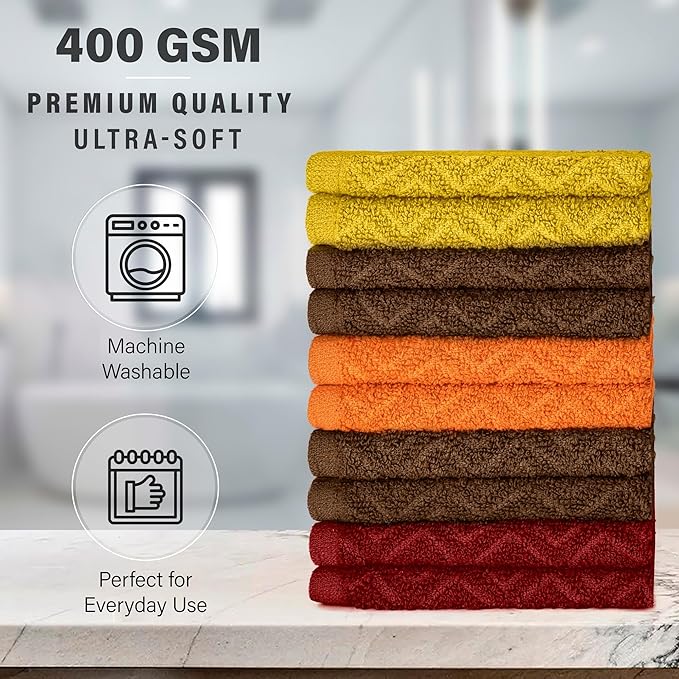 DecorRack 10 Pack 100% Cotton Dish Cloth, Luxurious Soft, 12 x 12 inch Ultra Absorbent, Machine Washable Premium Quality Kitchen Towels, Rustic Colors (10 Pack)