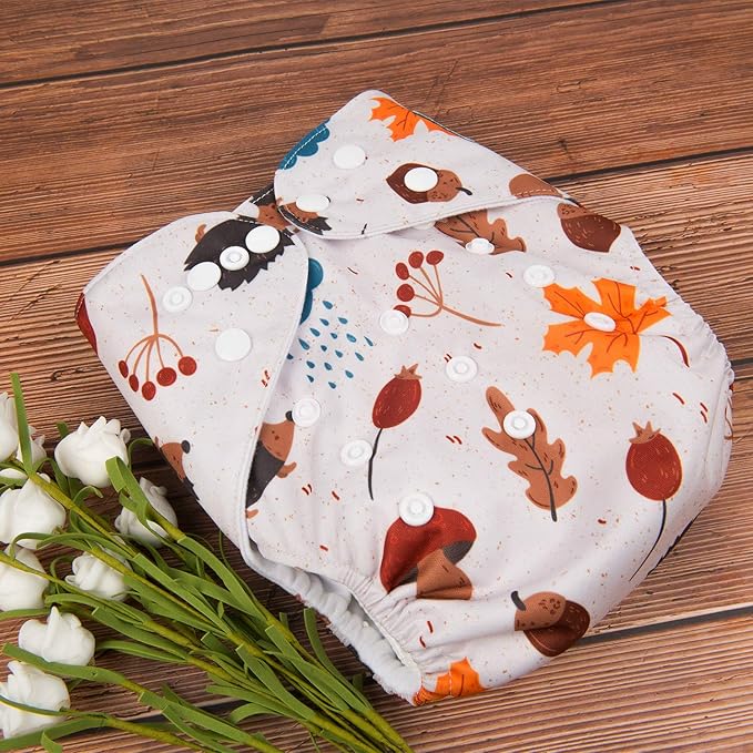 babygoal Reusable Cloth Diapers 6 Pack+10pcs Inserts, One Size Adjustable Washable Pocket Nappy Covers for Baby Boys and Girls