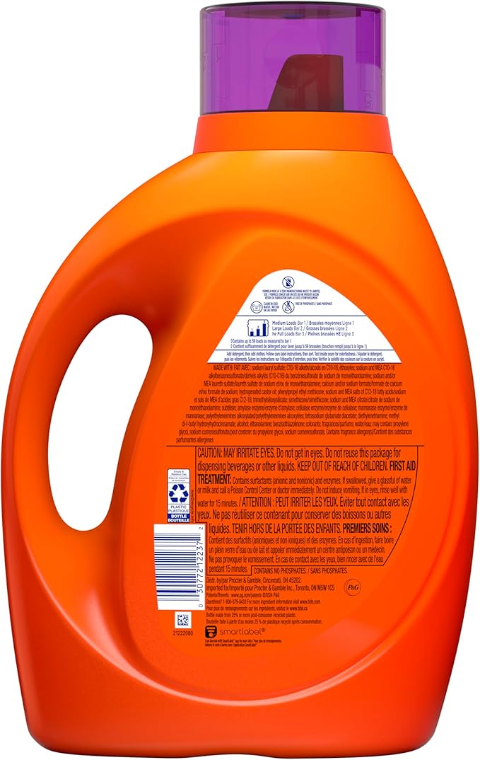 Tide Ultra Febreze Liquid Laundry Detergent, Spring and Renewal scent, 84 fl oz, 59 Loads, Laundry Detergent Liquid with All-Day Freshness