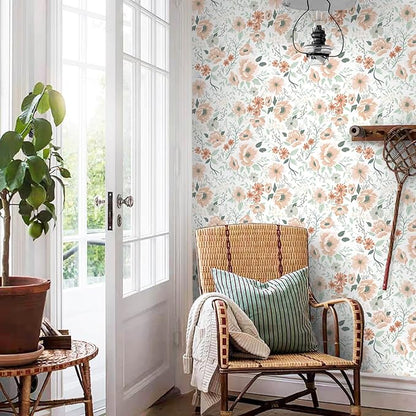 Heroad Brand 16.1"x393" Boho Floral Peel and Stick Wallpaper Retro Flower Contact Paper for Cabinets Waterproof Removable Self Adhesive Drawer Liner Decoration Wall Paper for Walls