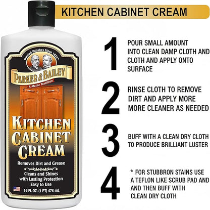 Parker and Bailey Kitchen Cabinet Cream-Wood Cleaner-Grease Remover 16 oz (1)