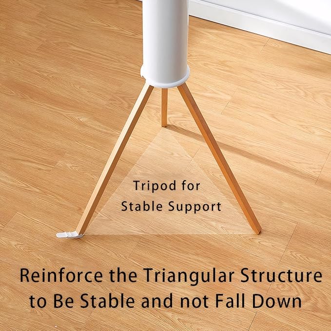 Tripod Clothes Drying Rack - Foldable Laundry Drying Rack - Household Floor Standing Clothes Drying Racks with 16 Wooden Drying arms for Balconies, Laundry, Bedrooms