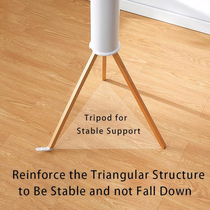 Tripod Clothes Drying Rack - Foldable Laundry Drying Rack - Household Floor Standing Clothes Drying Racks with 16 Wooden Drying arms for Balconies, Laundry, Bedrooms