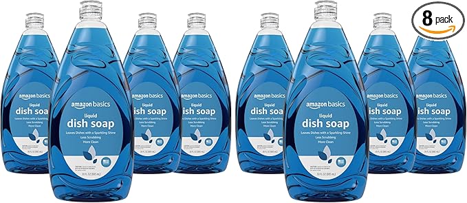 Amazon Basics Dish Soap, Fresh Scent, 30 fl oz, Pack of 8, Packaging May Vary