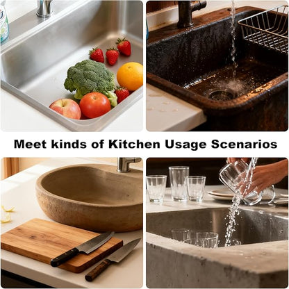 Kitchen Sink Drain Strainer,Stainless Steel 3-in-1 Pop-up Sink Stopper with Sealing Ring, Anti-Clog & Odor-Proof Drain Filter, Fits 3-1/2 Inch Sink Drain Holes, Easy Installation-2pc
