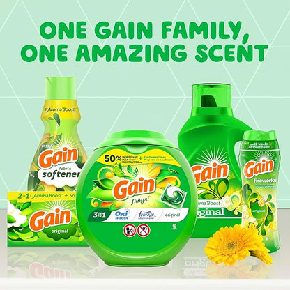 Gain Liquid Laundry Detergent, Original Scent | 107 Loads | 154 oz | HE Compatible | Pack of 2