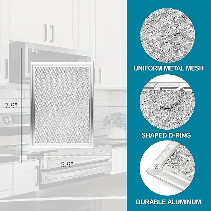 Nispira Replacement Range Hood Microwave Oven Grease Filter Compatible With Frigidaire 5303319568, 2 Filters