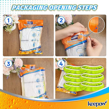 KEEPOW XL Dry Sweeping/Wet Mopping Cloths for Swiffer XL Sweeper, Reusable & Washable Microfiber Mop Pad Refills for Surface/Hardwood Floor Cleaning, 6 Pack