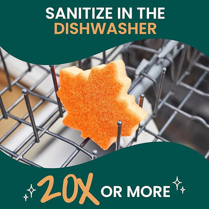 Scotch-Brite Leafy Clean Scrub Sponge, Two-Sided Kitchen Sponges for Cleaning Effectively, Leaf Shaped Dish Sponges with 100% Recycled Scrubbing Fibers, 1 Scrubbing Sponge