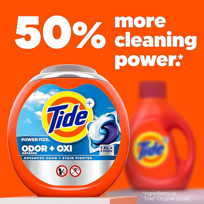 Tide Odor Defense + Oxi Laundry Detergent Pacs, Original Scent, 32 Count, Advanced Odor + Stain Fighter