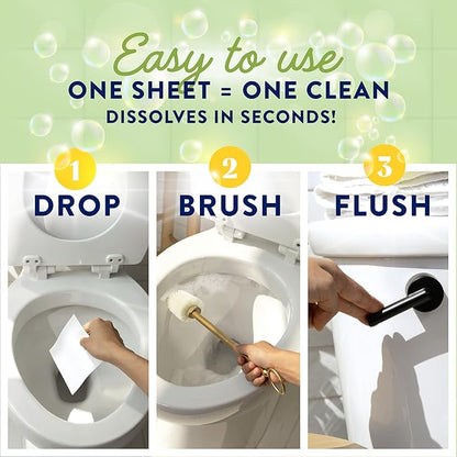 Cleancult Toilet Bowl Cleaner Sheets - Dissolvable, Septic Safe, Effective Cleaning, Removes Stains & Rings, Cleans & Deodorizes - 32 Uses - Fresh Lemon Scent - Plastic-Free Packaging