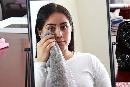 Arkwright Makeup Remover Cloths Bulk - Microfiber Coral Fleece Face Towels, Ultra Soft Reusable Washcloths, Gentle Facial Cleansing for Waterproof Makeup, 13 x 13, Grey (Case of 108)