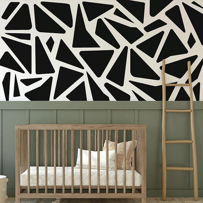 Large Boho Geometric Wall Decal Abstract Art Sticker, Modern Triangle Decals, Peel and Stick Black Vinyl Stickers for Offcie, Bedroom, Living Room, Home Wall Decor