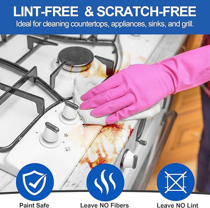 HOMERHYME Microfiber Cleaning Cloth, 12 Pack White Cleaning Rags,12" X 11" Lint Free Dish Towels Wash Cloths, Reusable Microfiber Towels for Home and Kitchen Bathroom Apartment Cleaning Supplies