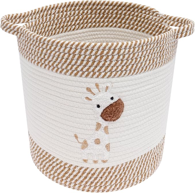 Laundry Baskets Hamper with Handles,Decorative Cotton Rope Bin for Living Room,Woven Storage Basket for Pillows, Blankets,Clothes Organizer (Style B)