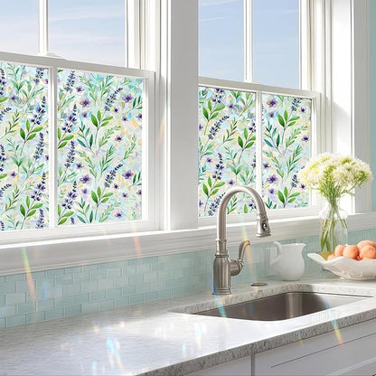 Rainbow Window Privacy Film,Heat Control,UV Blocking,Anti-Glare,Day & Night Privacy Protection & Decoration for Home, Bathroom,Glass Door,Static Cling,Renter-Friendly with Installation Tools