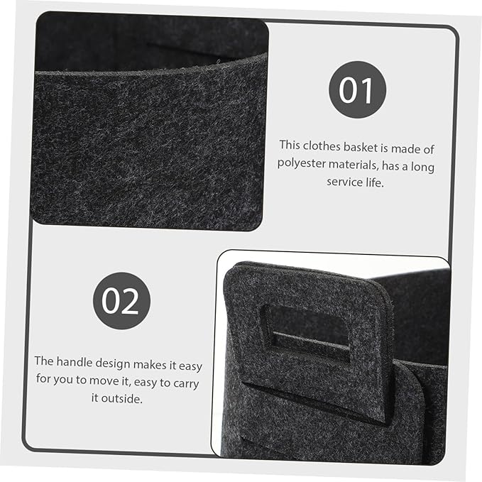 ULTECHNOVO Foldable Laundry Basket for Bathroom Capacity Dirty Clothes Storage Bin Lightweight Felt Hamper for Home Dorm Space Saving Organizer with Collapsible Design Dark Gray