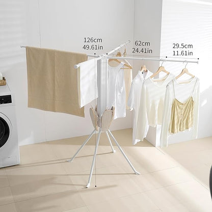 Clothes Drying Rack Tripod Aluminum-4rods16 Clips,Portable Foldable Drying Rack,Space-Saving,Drying Rack Clothing for Laundry Bedroom Household RV Camping