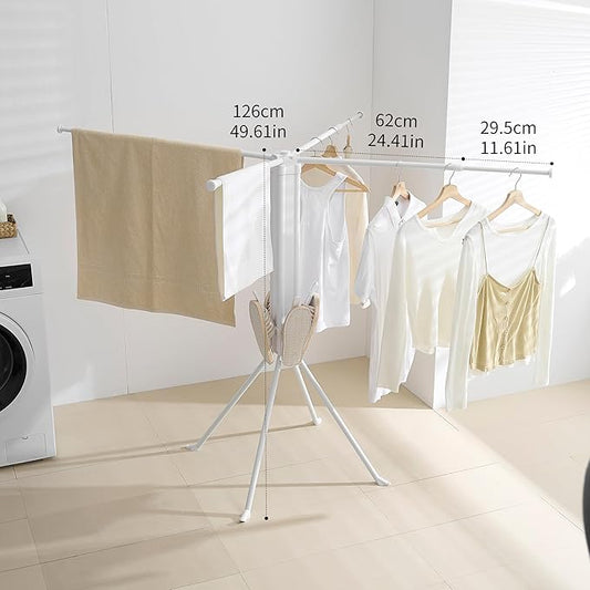 Clothes Drying Rack Tripod Aluminum-4rods16 Clips,Portable Foldable Drying Rack,Space-Saving,Drying Rack Clothing for Laundry Bedroom Household RV Camping