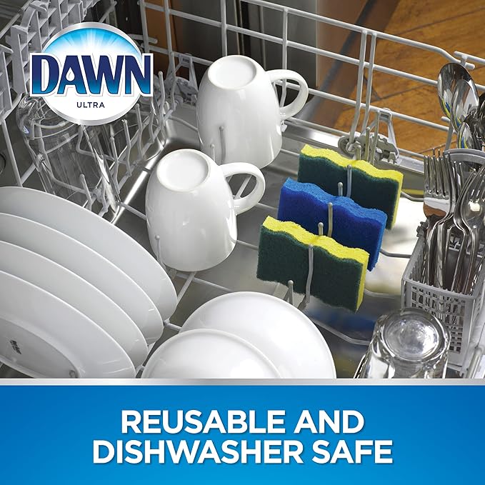 Dawn Non-Scratch Kitchen Dish Sponges, Blue (Pack of 3)