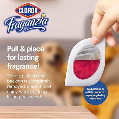 Clorox Fraganzia Small Rooms Air Freshener, Apple Cinnamon Scent - Peel & Place Air Freshener, No-Plug, Battery-Free for Closets, Laundry Room, Entry Way, Bathroom, Locker, 0.25 Fl Oz Each, 24 Count