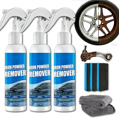 Multi-functional Quick-Acting Rust Removal Spray, Iron Powder Remover with Fast Penetration Formula, Safe for Car Paint, Wheels and Rims, Removes Rust, Iron Fallout and Oxidation (3pcs)