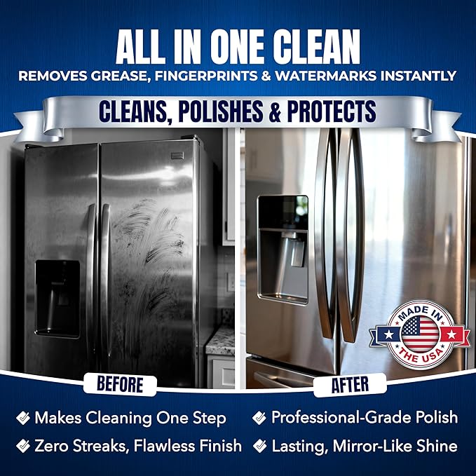Sheila Shine 12 x 10oz Stainless Steel Cleaner and Polish With Cloth - Cleans, Polishes & Protects Kitchen Appliances, Refrigerators, Sinks, Ovens & Grills - Stainless Steel Fridge Cleaner