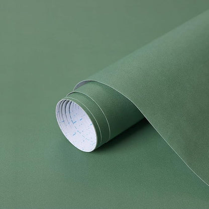 HeloHo Solid Green Wallpaper Matte Textured Peel and Stick Wall Paper Modern Self Adhesive Removable Waterproof Contact Paper for Living Room Bedroom Decor 78.7"X15.7"
