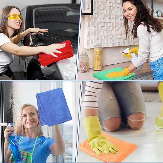 10 Pcs Extra Large Microfiber Cloth 30" x 20" Large Floor Microfiber Towel Reusable Washable Free Lint Free Cloth Rag for Squeegee Mop Floor Window Housekeeping (Assorted Color)